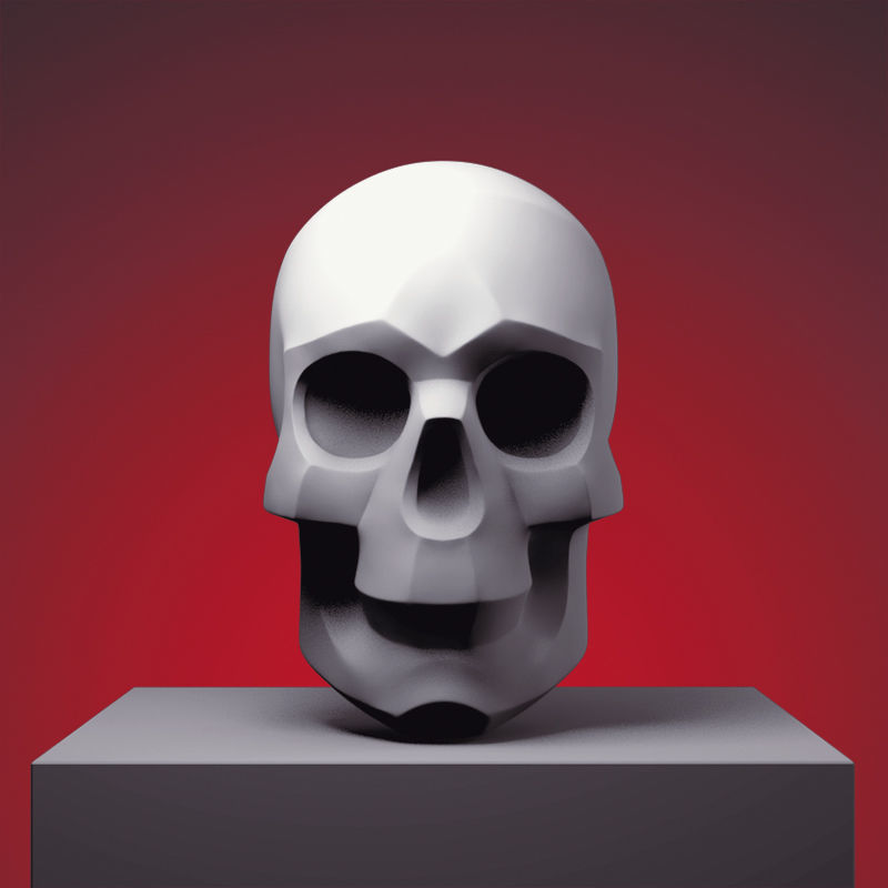 stilizzato cranio 3dprinting scheletro stampa umano scienza arte sculture 3d figura statua stampabile osso deco gioielleria morto cervello cartone animato casco 3D print model - Mito3D