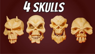 stylized skulls collection printable 3d skull orc prop game asset skeletal horror necklace ring bone skeleton statue games toys accessories 3d print model - Mito3D