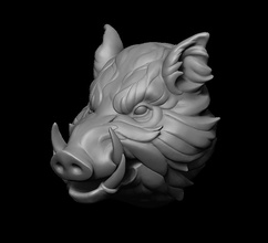 stilize vahşi domuz baş hayvan heykel yazdır takı kolye hafif minyatür dişler kürk yaban domuzu sanat yazdırılabilir aksesuar karikatür dekoratif 3d print model - Mito3D