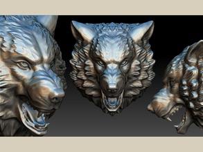 stylized wolf head 0190 cnc fashion gold jewellery jewelry nature pendant platinum print printable sculpt silver stereolithography stl style pendants 3d print model - Mito3D