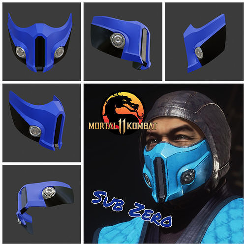 sub zero maschera mortale kombat 11 criomante guerriero armatura casco mkx mk9 mk11 combattimento scorpione novizio saibot Ermac pioggia Fumo rettile moda 3D print model - Mito3D