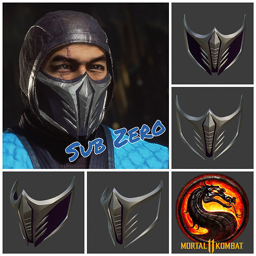 sub zero maschera mortale kombat 11 selvaggio grandine casco armatura cosplay mk11 mkx mk9 combattimento scorpione novizio saibot noobsaibot Ermac pioggia moda 3D print model - Mito3D