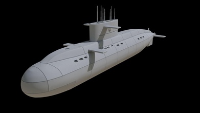 denizaltı 3d model tayfun nükleer rusya tekne savaş gemisi askeri balistik sovyet roket deniz taşıtı gemi hobi kendin yap 3d print model - Mito3D