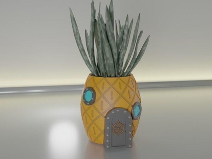succulent plante pot 21 bob l'éponge cactus feuille fleur flore vase sable art accueil maison bol décoartion bureau planteur domicile jardinage vaisselle botanique décor 3d print model - Mito3D