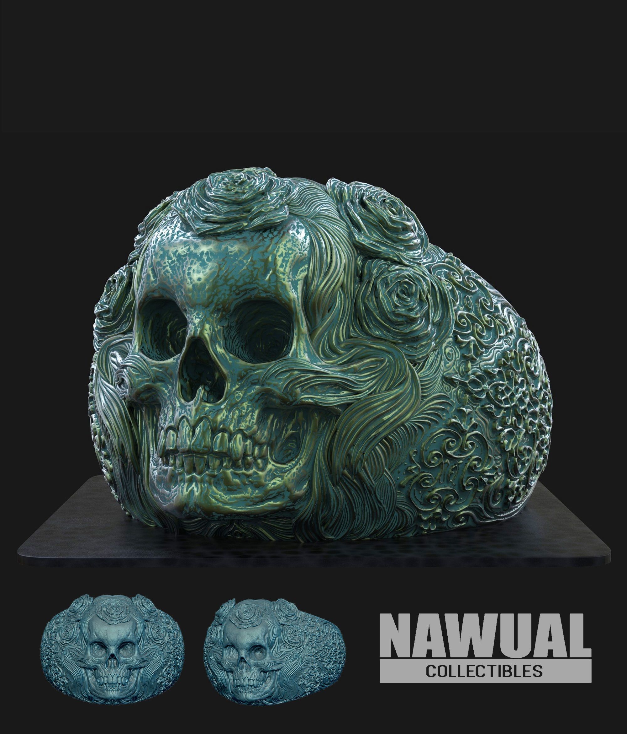 zucchero squillare gioielleria gioiello stampabile cranio calavera anillo arte sculture 3D print model - Mito3D