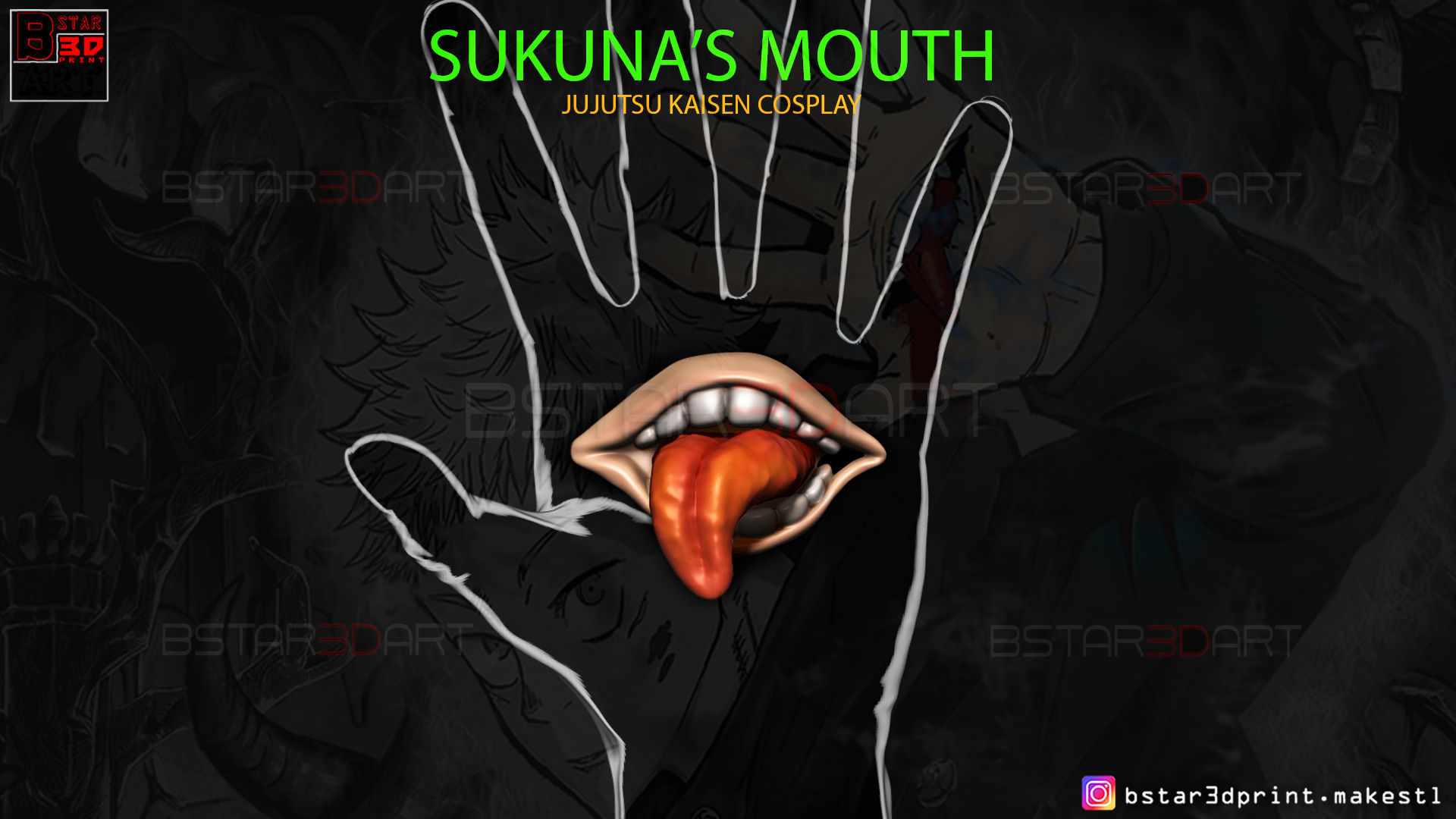 sukuna mouth - jujutsu kaisen cosplay halloween hand anime yuji itadori horror terrible satoru gojo decor games toys 3D print model - Mito3D