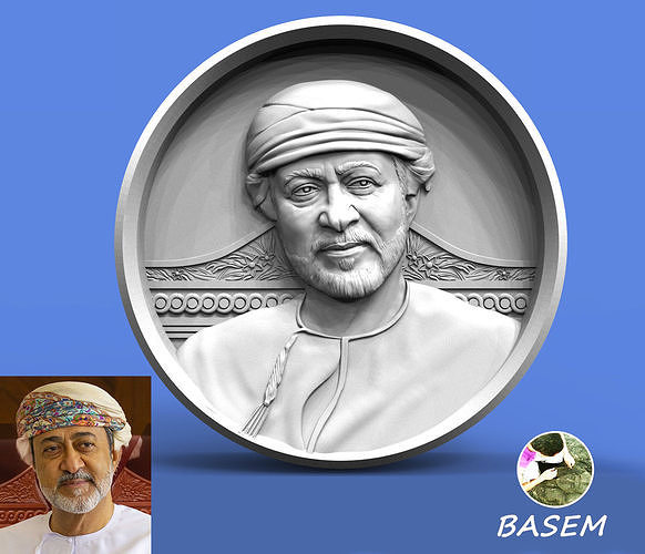 sultán Haitham 3d stl modelo Omán cnc impresión alivio beberán Listo molienda tallado Arte esculturas 3D print model - Mito3D