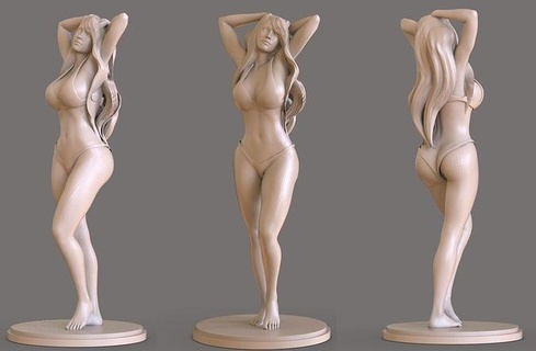 verano niña estatua playa personaje mujer miniaturas belleza hermoso hembra bikini cuerpo Arte esculturas 3d print model - Mito3D