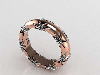 summer starfish ring gold jewelry silver printable jewellery gem fashion platinum jewel rings 3d print model - Mito3D