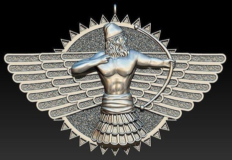 summerian warrior pendant ancient 3d man walking history character silver gold babylon collectible military jewelry knight sumerian pendants 3d print model - Mito3D