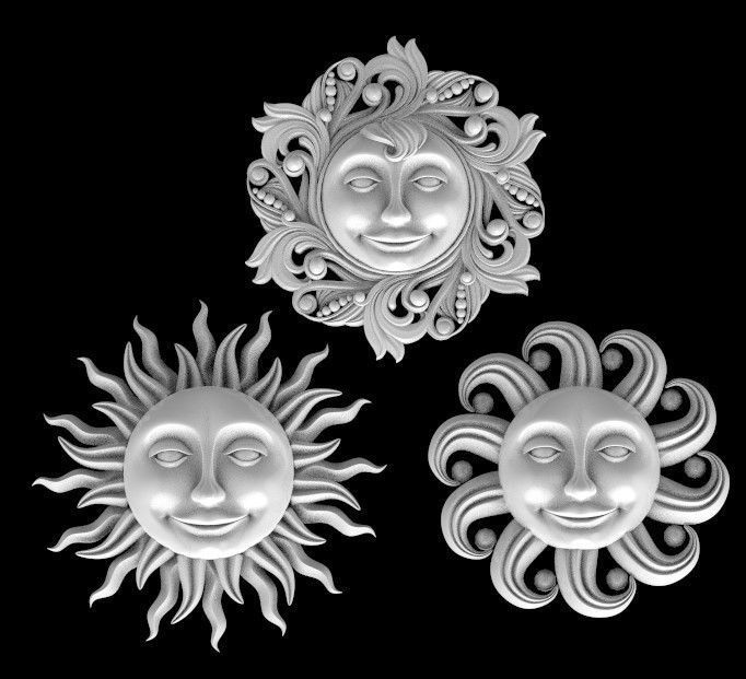 sun-star Kunst Stern Sonne Mond Herz Sterne gold Schmuck lächeln Nacht Tag Skulpturen 3D print model - Mito3D