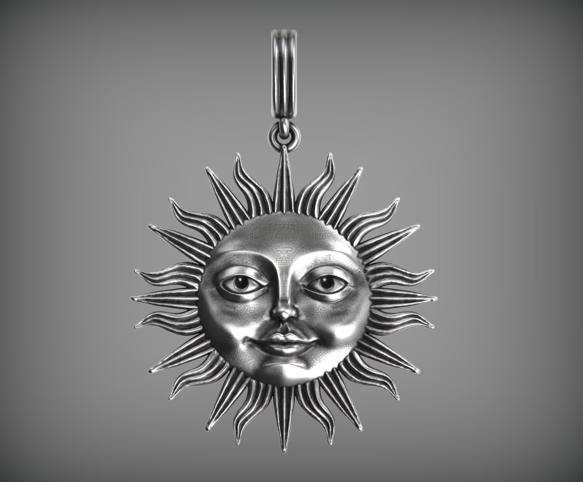 sun face pendant sunface necklace pin brooch jewelry gold silver nature symbol jewellery amulet medallion sunrise sunset man woman sacred pendants 3D print model - Mito3D