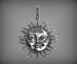 sole viso pendente sunface collana pin spilla gioielleria oro argento natura simbolo amuleto medaglione alba tramonto uomo donna sacro ciondoli 3d print model - Mito3D