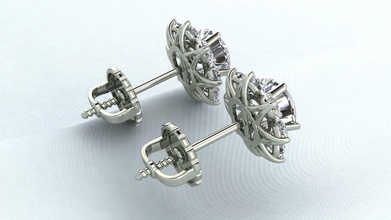 sun flower earings gioielli aratura diamante fiore 3d gli orecchini 3d print model - Mito3D