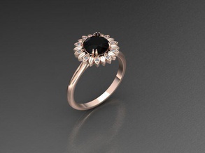 flor do sol anel jóias ouro printable engagem de casamento prata diamante natureza moda beleza da forma anéis 3d print model - Mito3D
