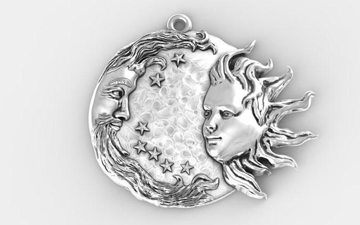 sole Luna pendente uomo donna incontro medaglione collana oro argento gioielleria gioiello giro stella firmamento spazio mese movimento orbita collane alba ciondoli fantasia carattere 3d print model - Mito3D