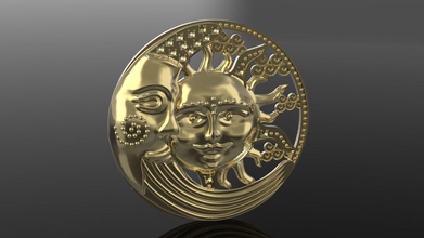 Sol lua pingente joalheria jóias prata ouro 3d imprimível cnc moda beleza símbolos Projeto riqueza brilhando gema pingentes 3d print model - Mito3D