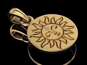 Sonne Anhänger Gold Halskette Mädchen Engagement Ring Kreuz Natur Himmel Ohrringe Diamant Schmuck 3d print model - Mito3D
