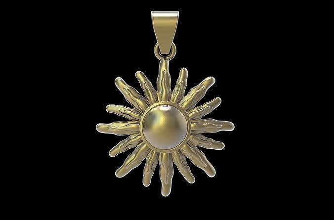 sun pendant 30 mm pendantsun sunpendant sundial goldsun jewelry pendants 3D print model - Mito3D