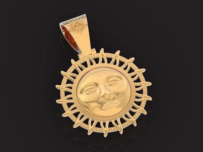sun pendant all-seeing eye suspension pagan symbol jewelry 3d modeling creative design 3dsun amulet radiant delta masonic architect universe pendants 3D print model - Mito3D