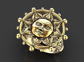 Sonne Ring Gold wertvoll Schmuck Kunst Silber druckbar Juwel Luxus Sterling Dekoration Mode Ringe 3d print model - Mito3D