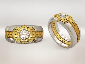 sun wedding ring jewelry engagement diamond pattern gold rings printable 3d print model - Mito3D