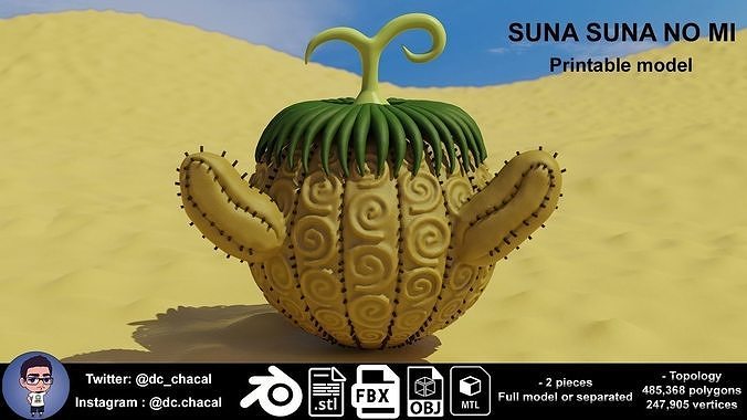 sons no mi akuma akumanomi sunasunanomi diable fruit anime 3d impression rendre jeux jouets luffy jouet gamestoys crocodile 3D print model - Mito3D