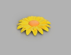 girasole fiore regalo fidanzata bellissimo natura giallo sole estate romanza amore design botanico arte pianta casa flora in vaso verde petalo moda 3d print model - Mito3D