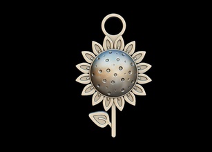 sunflower silver charm design furniture pendant key ring keyring jewelry pendants medallion relief flower 3d print model - Mito3D