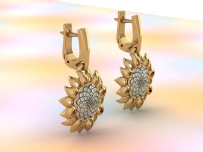 girassóis jóias brincos flor topiary ouro a decoração subiu 3d print model - Mito3D