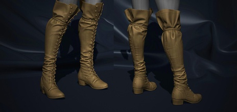 super détaillé ancien bottes mode fille chaussure cuir pied porter femme classique Vêtements personnage chaussures 3d print model - Mito3D