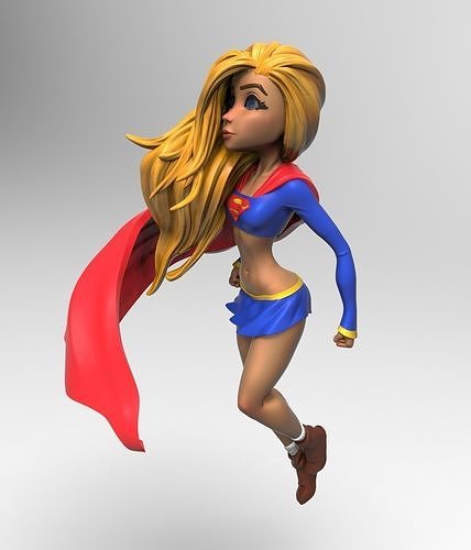 súper niña dc superhéroe juego personaje Arte esculturas 3D print model - Mito3D