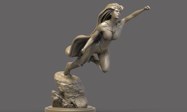 súper heroe niña mujer acción escultura estatua arte figura figurilla esculturas 3d print model - Mito3D