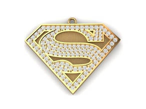 super man logo gold jewelry 3d print rhino matrix pendants 3d print model - Mito3D