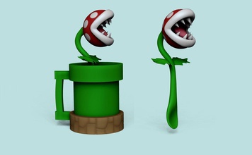 Süper Mario çiçek kaşıklar yazdırılabilir Fincan nintendo oyun kaşık 3 boyutlu koleksiyon dekoratif dekorasyon yaratıcı Luigi oyunlar oyuncaklar 3d print model - Mito3D