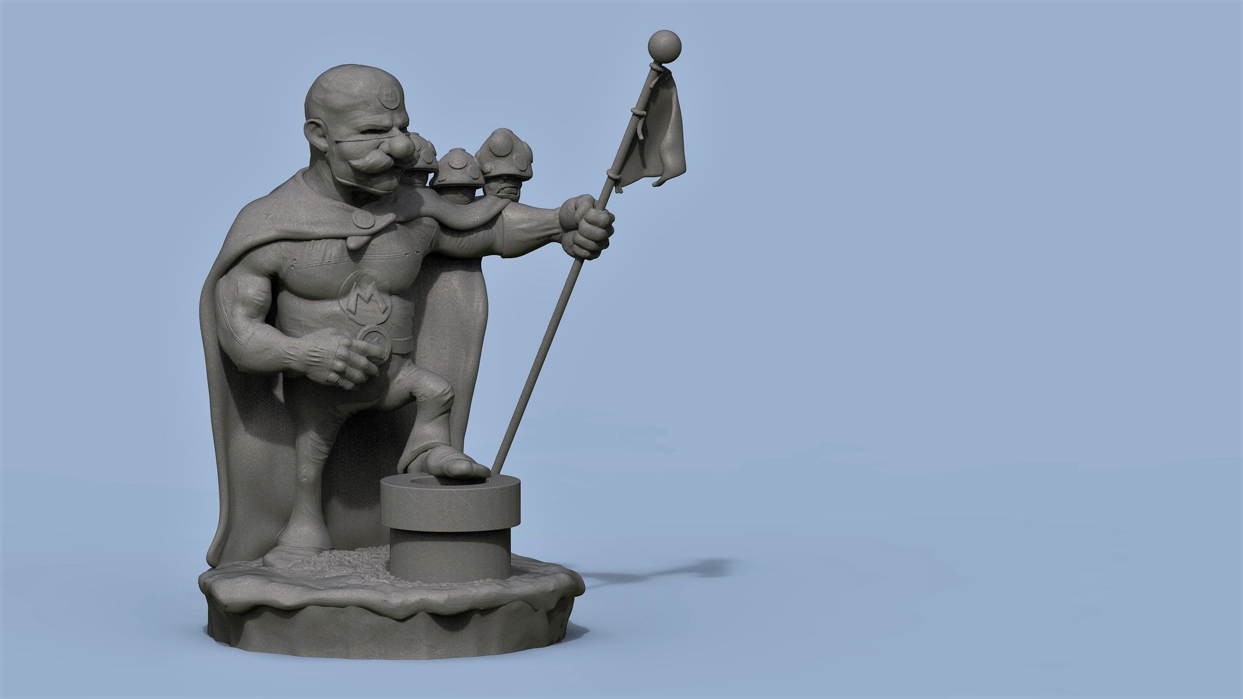 super mario bros sculpture art statue decor hero figurine cartoon nintendo toys gamestoys print 3dprint 3d games sculptures 3D print model - Mito3D