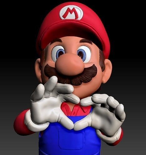 super mario bros nintendo figurine character happy love italy hero sculpture man games toys 3D print model - Mito3D