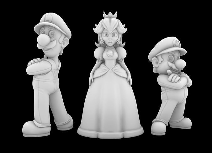 Süper Mario kardeşler minyatür şekil heykelcik oyun planı nintendo Sanat adam şeftali Luigi yalıtılmış satranç sembol geleneksel heykel aksiyon figürü heykeller 3D print model - Mito3D