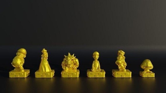 super mario character figure chess set - 6 different board pawn game nintendo victory leadership challenge luigi bowser yoshi daisy princess peach games toys 3d print model - Mito3D