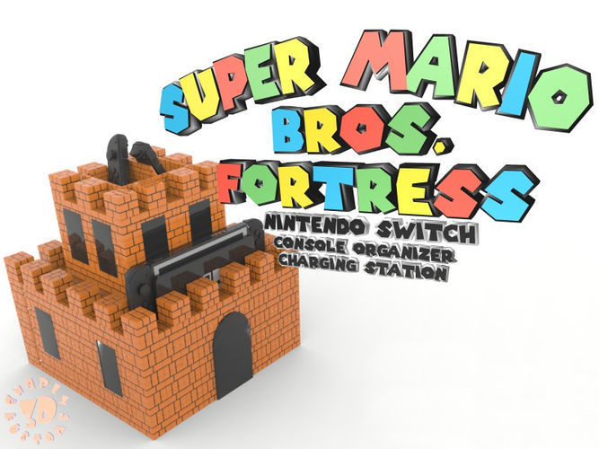 super mario fortaleza console organizador cobrando estação jogos brinquedos 3D print model - Mito3D