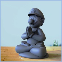 super mario zen zbrush méditation sculpture statue art figure bouddha calcul voyage monastique 3dprinting jeux jouets 3d print model - Mito3D