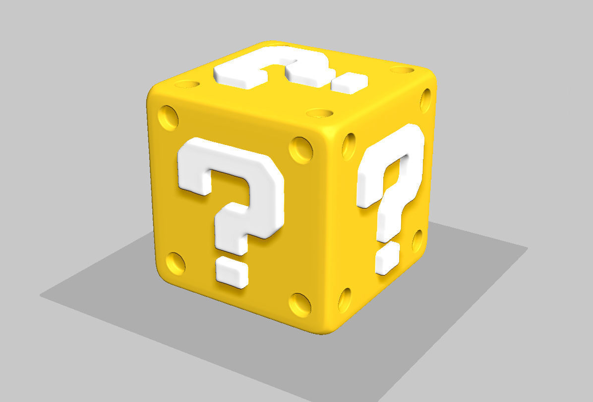 super mario mystery block technology games cube plastic sculpture statue fun question box toy cartoon toys game accessories 3D print model - Mito3D