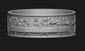 last super ring jesus christ apostoles saint jewelry jewellery pendant god christian cnc bas relief bible catholic supper holy religion religious rings 3d print model - Mito3D