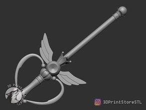 super sailor moon wand cosplay - stl file sailormoon sailormoon3d sailormoonstl games magic furniture modern girl cosplaygirl magicwand gold heart tools toys 3d print model - Mito3D
