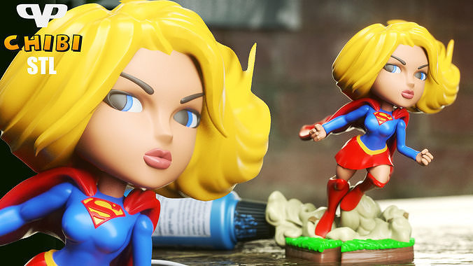 supergirl chibi stl 3d stampa chibista 3dxm meraviglia unito homebrew Giochi giocattoli 3D print model - Mito3D