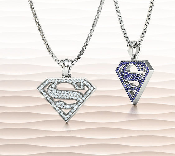 superman diamond pendant 22mm wide necklace jewelry cad 3dprint classic symbol ring usa canada europe united states mexico small uk brilliant necklaces gold pendants 3D print model - Mito3D