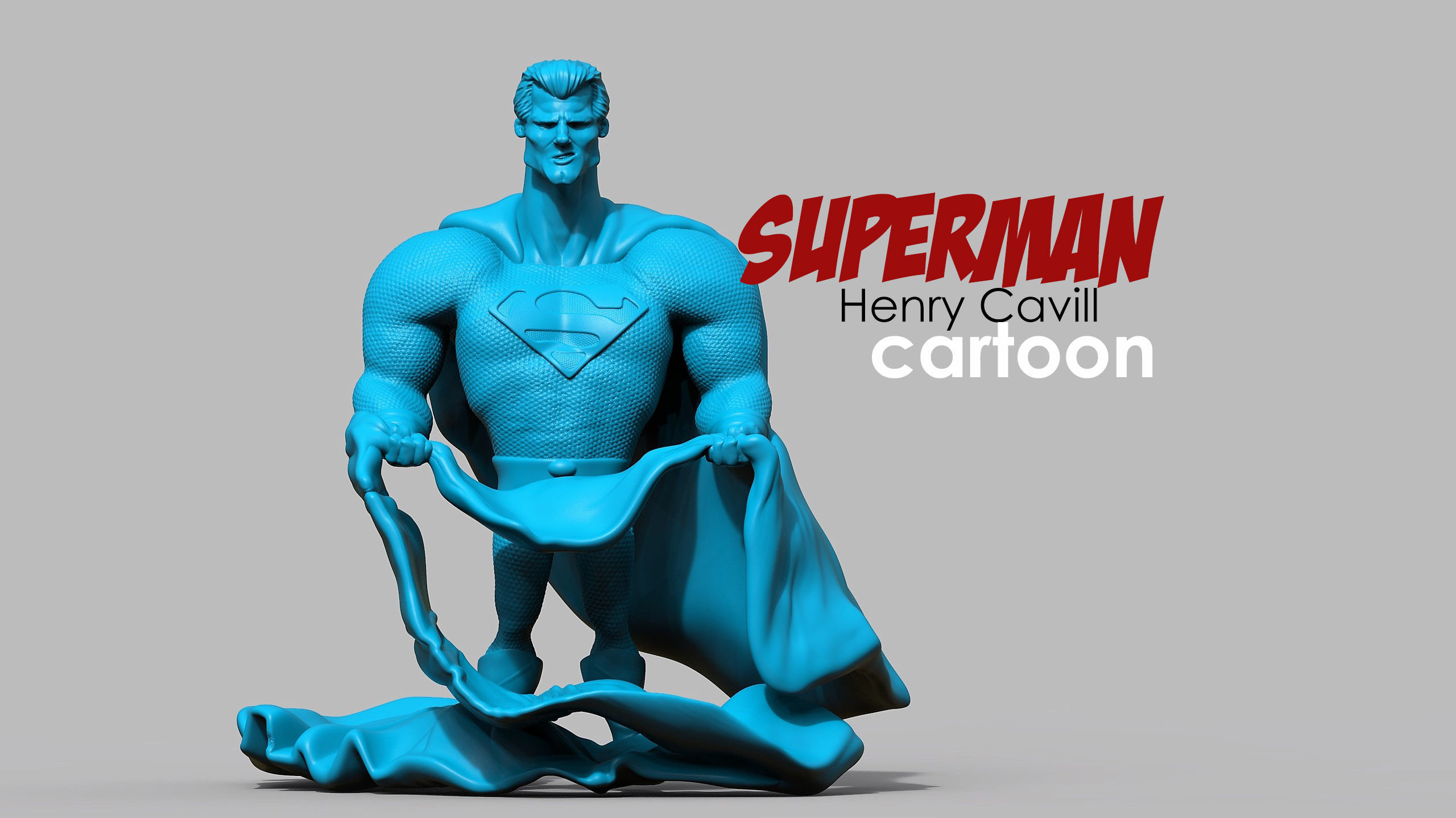 superuomo uomo of acciaio cavill henry supereroe dc i fumetti umano figura batman muscolo giustizia arte sculture stampa 3dprint cartone animato 3D print model - Mito3D