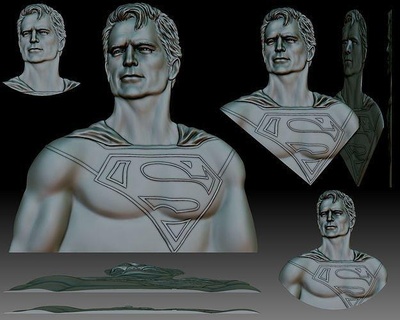 super homen retrato bas relief cnc roteador or impressora alívio 3d modelo herói arte esculturas 3d print model - Mito3D