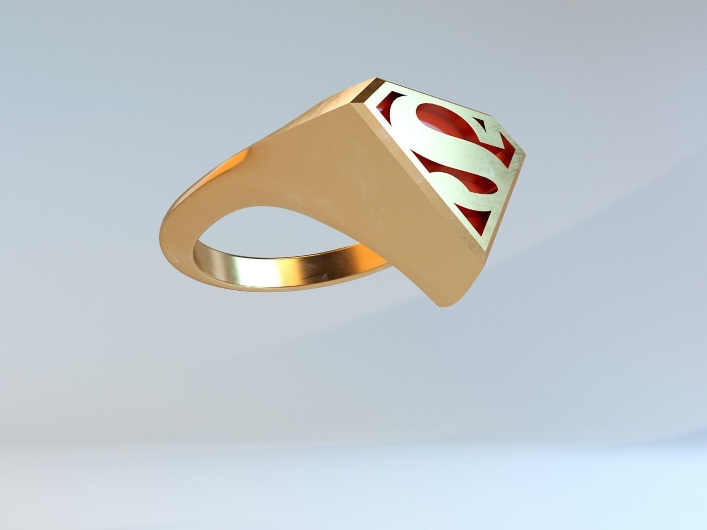 süpermen yüzük takı gümüş tasarım yazdırılabilir altın sanat platin yüzükler 3D print model - Mito3D