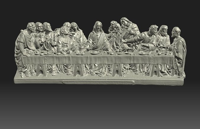 dernier souper jésus pâques jeudi vert sculpture art sculptures christ catholique judas 3dmodel 3dprint léonard vinci 3D print model - Mito3D